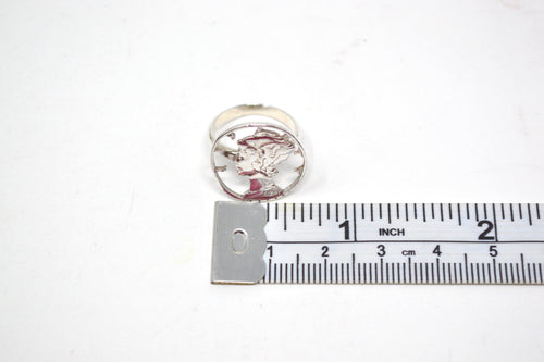 Antique 1941 Mercury Dime Sterling Silver Cutout Ring - Size 4.5 - Coin Jewelry