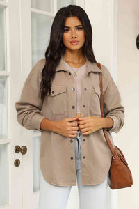 Cloudy Blue Snap-Front Collared Jacket with Pockets Lightweight and Versatile Jacket