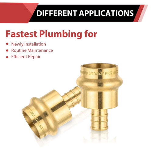 3/4" Copper Press x 1/2" PEX Expansion Brass Adapter (Lead Free)