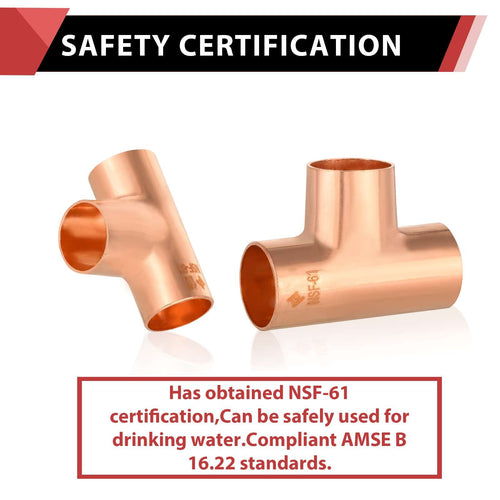 10 Pcs 2" X 2" X 2" Copper Tee at Wholesale Price