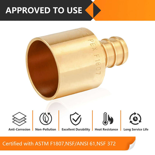 30 Pcs PEX-B Crimp 1/2" PEX x 3/4" Female Copper Sweat Sweat Coupling (Lead Free)