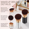 Retractable Kabuki Travel Makeup Brush, All-in-One | Ultra-soft dense bristles for powder, blush & foundation. Protective cap for mess-free travel (Color - White)