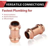 30 Pcs 1/2" Press Copper Coupling NO Stop (Lead Free)