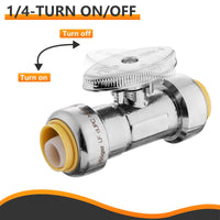 10 Pcs 1/2" Push Connect x 1/2" Push Connect Straight Stop Valve, 1/4 Turn (Lead Free) Plumbingsell