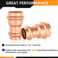 30 Pcs 1" x 3/4" Copper Press x Press Coupling NO Stop (Lead Free)