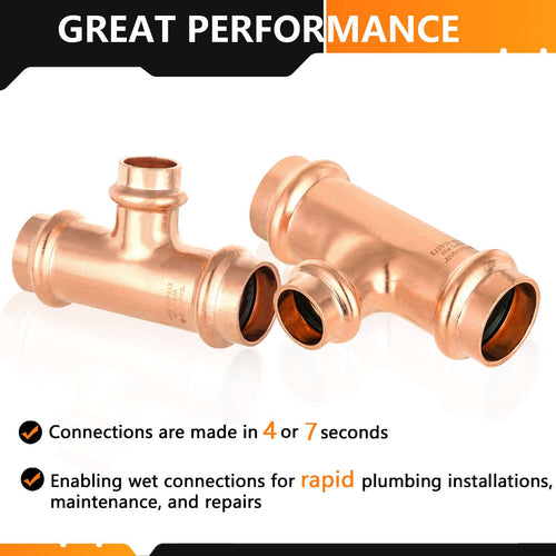 30 Pcs 3/4" x 3/4" x 1/2" Press Copper Tee (Lead Free)