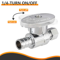 10 Pcs 1/2" PEX Crimp x 3/8" OD Compr. Straight Stop Valve, 1/4 Turn (Lead Free) Plumbingsell