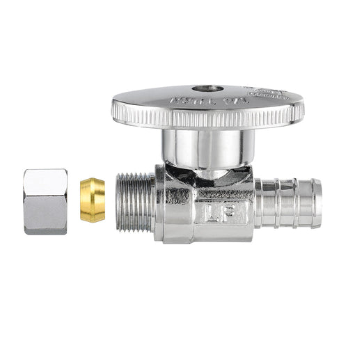 10 Pcs 1/2" PEX Crimp x 3/8" OD Compr. Straight Stop Valve, 1/4 Turn (Lead Free) Plumbingsell
