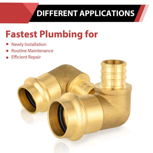 3/4" Press x 3/4" PEX Crimp Brass Elbow (Lead Free) Plumbingsell