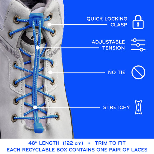 Blue Quick Lock No Tie Elastic Shoelaces The Original Stretchlace