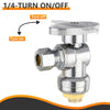 1/2" Push Connect x 3/8" OD Compr. Angle Stop Valve, 1/4 Turn (Lead Free)