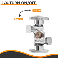 1/2" FIP x 3/8" OD Compr. x 3/8" OD Compr. Dual Stop Valve, 1/4 Turn (Lead Free)