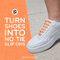 Orange Stretchy Tieless Silicone Elastic Shoelaces | 16 Straps The Original Stretchlace
