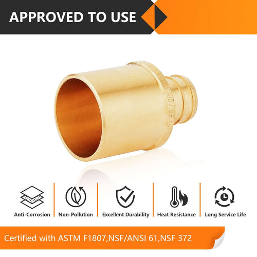 30 Pcs PEX-B Crimp 3/4" PEX x 1" Male Copper Sweat Adapter (Lead Free)