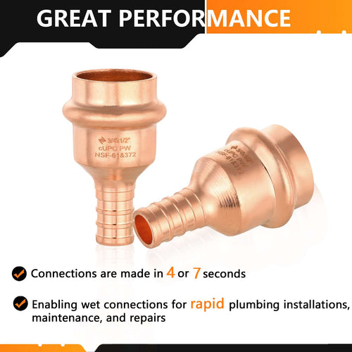 3/4" Copper Press x 1/2" PEX-B Crimp Adapter (Lead Free)