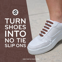 Brown Stretchy Tieless Silicone Elastic Shoelaces | 20 Straps The Original Stretchlace