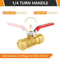 10 Pcs 1/2" Push Fit Ball Valve, Red (Lead Free)