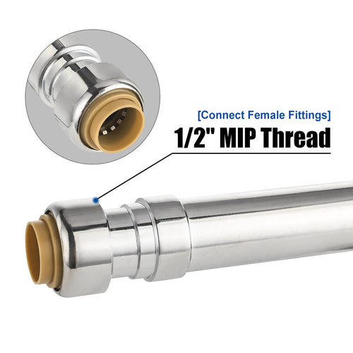 1/2" Push Fit x 3/4" Hose Bibb, 8" Anti Siphon Frost Free Sillcock