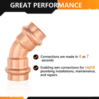 30 Pcs 3/4" Press Copper 45° Elbow (Lead Free)