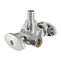 1/2" PEX Crimp x 3/8" OD Compr. x 3/8" OD Compr. Dual Stop Valve, 1/4 Turn (Lead Free)