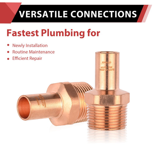 1/2" FTG Press x 3/4" Male Threaded Copper Street Adapter (Lead Free)