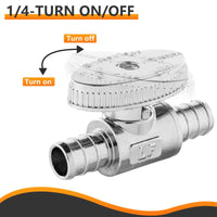 1/2" PEX Crimp x 1/2" PEX Crimp Straight Stop Valve, 1/4 Turn (Lead Free) Plumbingsell