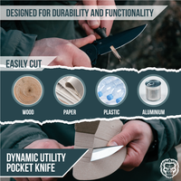 The Straight Back Folding Pocket Knife Giftset for Men and Women (Black and Blue)