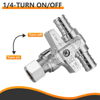 10 Pcs 1/2" PEX Crimp x 1/2" PEX Crimp x 3/8" OD Compr. Tee Stop Valve, 1/4 Turn (Lead Free) Plumbingsell