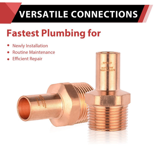 30 Pcs 1/2" FTG Press x 3/4" Male Threaded Copper Street Adapter (Lead Free)