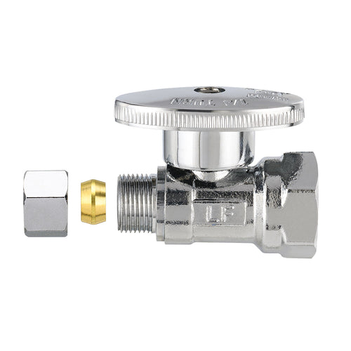 10 Pcs 1/2" FIP x 3/8" OD Compr. Straight Stop Valve, 1/4 Turn (Lead Free) Plumbingsell