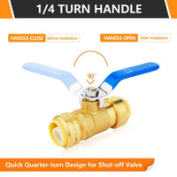 10 Pcs 1" Push Fit Ball Valve, Blue (Lead Free)