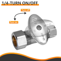 1/2" Nominal (5/8" OD) Compr. x 3/8" OD Compr. Straight Stop Valve, 1/4 Turn (Lead Free) Plumbingsell