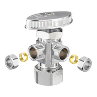 5/8" OD Compr. x 3/8" OD Compr. x 3/8" OD Compr. Dual Angle Stop Valve, Multi Turn(Lead Free)