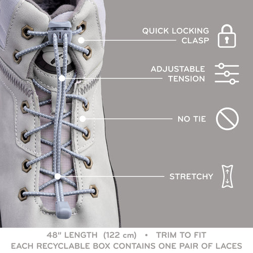 Grey Quick Lock No Tie Elastic Shoelaces The Original Stretchlace