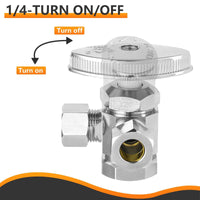 1/2" FIP x 3/8" OD Compr. x 3/8" OD Compr. Dual Angle Stop Valve, Multi Turn (Lead Free)