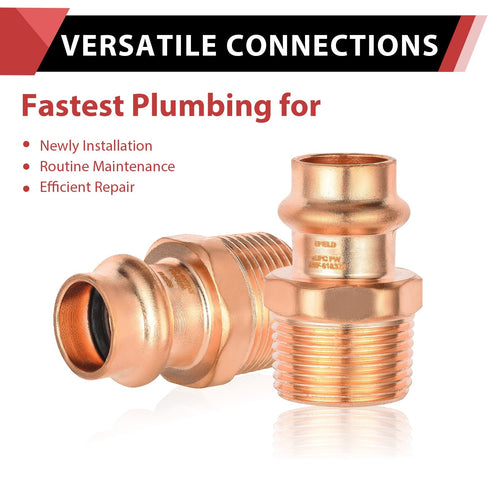 30 Pcs 1/2" Press Copper x 3/4" Male Threaded Adapter (Lead Free)