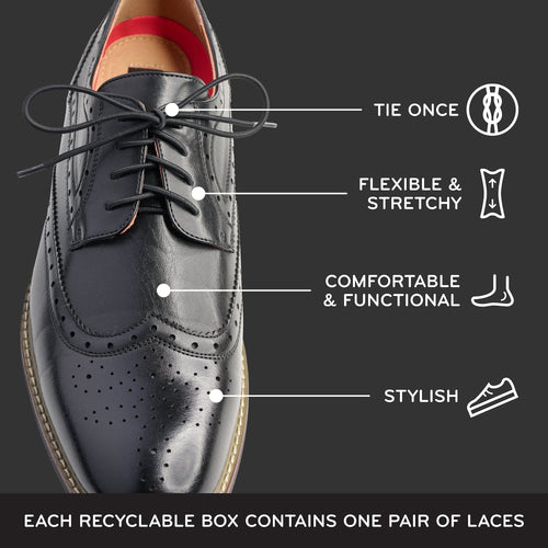 Black Round Elastic Dress Shoe Laces The Original Stretchlace