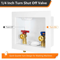 10 Pcs 1/2" PEX Crimp (F1807) Inlet, Washing Machine Outlet Box, with Center Drain