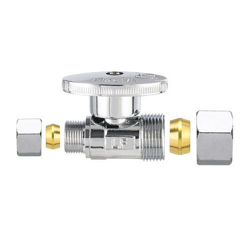 1/2" Nominal (5/8" OD) Compr. x 3/8" OD Compr. Straight Stop Valve, 1/4 Turn (Lead Free) Plumbingsell