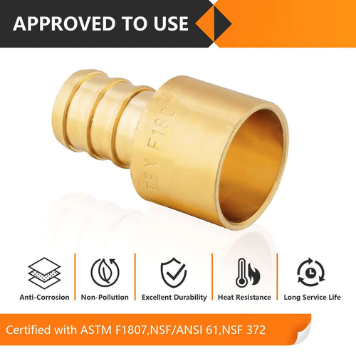 PEX-B Crimp 1" PEX x 1" Female Copper Sweat Adapter (Lead Free)