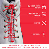 Red Quick Lock No Tie Elastic Shoelaces The Original Stretchlace