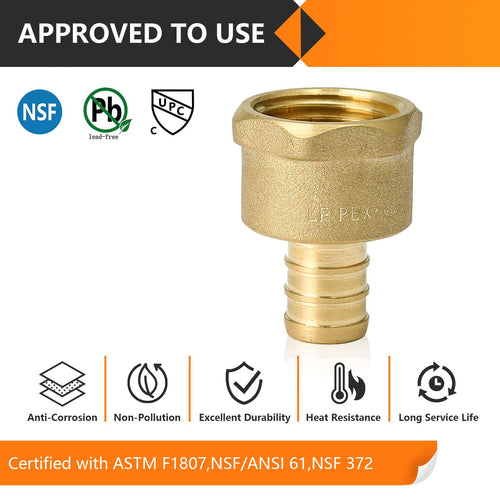 30 Pcs PEX-B Crimp 1" PEX x 1" Female Threaded Adapter (Lead Free)