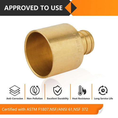 30 Pcs PEX-B Crimp 3/4" PEX x 1" Female Copper Sweat Sweat Coupling (Lead Free)