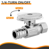 10 Pcs 1/2" PEX Expansion x 3/8" OD Compr. Straight Stop Valve, 1/4 Turn (Lead Free) Plumbingsell