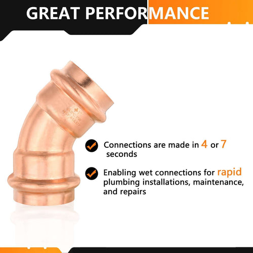 30 Pcs 1" Press Copper 45° Elbow (Lead Free)