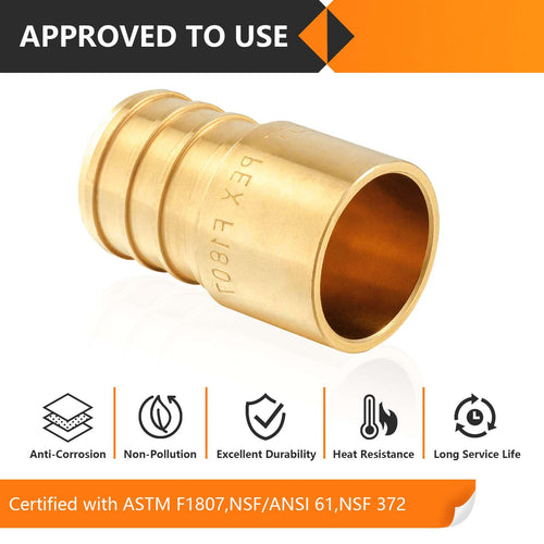 30 Pcs PEX-B Crimp 1" PEX x 3/4" Female Copper Sweat Sweat Coupling (Lead Free)