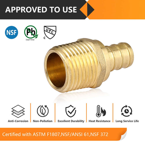 PEX-B Crimp 1/2" PEX x 1/2" Male Threaded Adapter (Lead Free) Plumbingsell