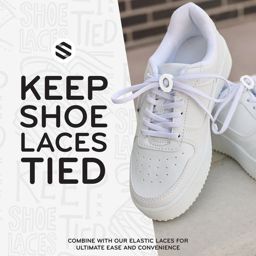 White Knot Bow Clip Shoelace Accessory The Original Stretchlace