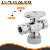 10 Pcs 5/8" OD Compr. x 3/8" OD Compr. x 3/8" OD Compr. Dual Outlet Angle Stop Valve, 1/4 Turn (Lead Free) Plumbingsell