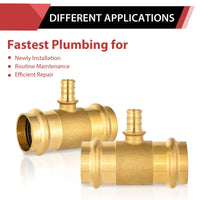 1" x 1" x 3/4" Copper Pressx Copper Press x PEX Crimp Brass Tee (Lead Free)